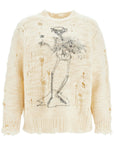 R13 destroyed pullover with skeleton print.