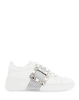 Roger Vivier white viv skate sneakers with rhinestone buckles