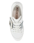 Roger Vivier white viv skate sneakers with rhinestone buckles