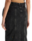 Maison Margiela black cotton vintage effect high-waisted skirt