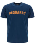 Dsquared2 t-shirt in cotone blu navy con scollo ampio