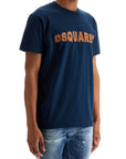 Dsquared2 t-shirt in cotone blu navy con scollo ampio