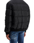 Dsquared2 shiny black cropped padded bomber jacket in polyamide