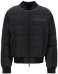 Dsquared2 shiny black cropped padded bomber jacket in polyamide