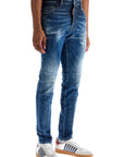 Dsquared2 navy blue cotton jeans with worn effect 5 pockets