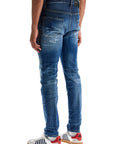 Dsquared2 navy blue cotton jeans with worn effect 5 pockets