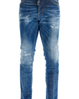 Dsquared2 navy blue cotton jeans with worn effect 5 pockets