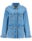 Blaze Milano light blue cotton military safari jacket with multiple pockets