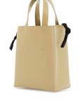 Marni beige leather shopping bag with short handles and shoulder strap