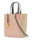 Marni pink and beige calfskin shopping bag with gray handles