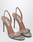Aquazzura So Nude 105 white and black sandals