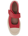 Marni intense crimson calfskin sneakers with velcro closure