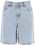 Self Portrait denim bermuda shorts with rhin