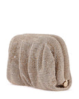 Benedetta Bruzziches compact pleated light gold rhinestone evening bag