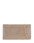 Benedetta Bruzziches compact rectangular bag in light gold rhinestones with elegant and sophisticated chain