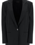 THE ANDAMANE blazer in poliestere e lana nero oversize monopetto con scollo a v