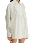 Marni ivory striped cotton top with embroidered logo