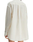 Marni ivory striped cotton top with embroidered logo