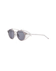 Thom Browne round sunglasses in light grey titanium and acetate with side protection