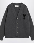 Ami Paris Ami De Coeur heather grey wool cardigan