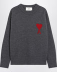 Ami Paris Grey Ami De Coeur wool sweater