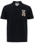 Moschino black cotton polo with bear print