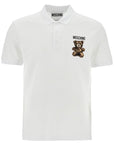 Moschino white cotton polo with embroidered logo