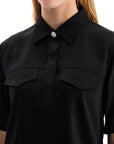 Ganni short-sleeved twill blouse for