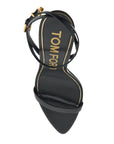 Tom Ford black goat leather sandals with 10 cm stiletto heel and ankle strap