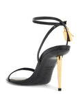 Tom Ford black goat leather sandals with 10 cm stiletto heel and ankle strap