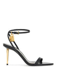 Tom Ford black goat leather sandals with 10 cm stiletto heel and ankle strap