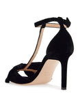 Tom Ford black medium heeled viscose sandals with golden buckle