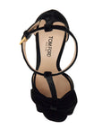 Tom Ford black medium heeled viscose sandals with golden buckle