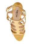 Tom Ford light bronze leather sandals with adjustable straps and medium heel