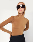 DARKPARK Billie hooded top in caramel colour