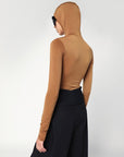 DARKPARK Billie hooded top in caramel colour