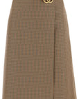 Bally houndstooth a-line skirt with emblem buckle