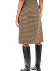 Bally houndstooth a-line skirt with emblem buckle