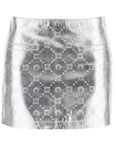 Marine Serre moonogram mini skirt in laminated leather