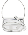 Diesel metallic silver shoulder bag 1dr compact with adjustable strap