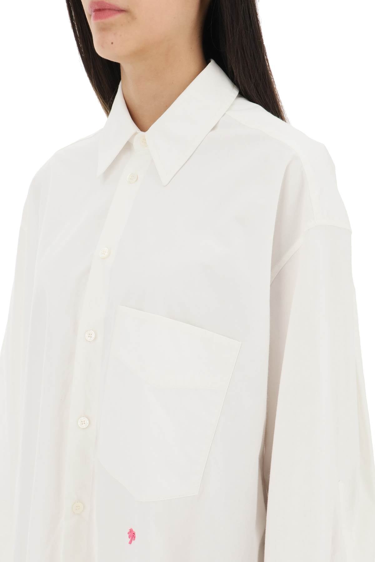 Palm Angels Shirt Dress With Bell Sleeves   White